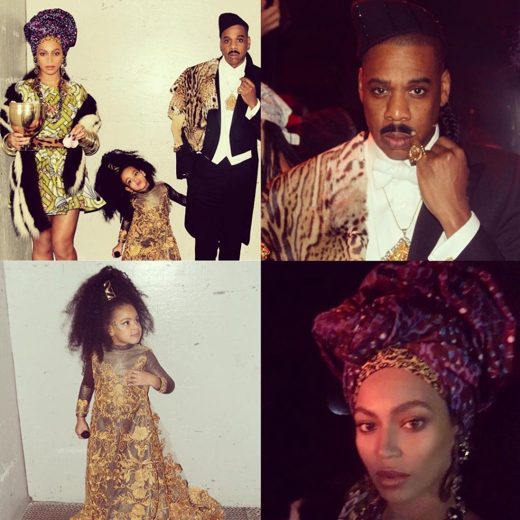 Beyonce and Jay-Z family as the king and queen of Zamunda (Coming To America), 2015.