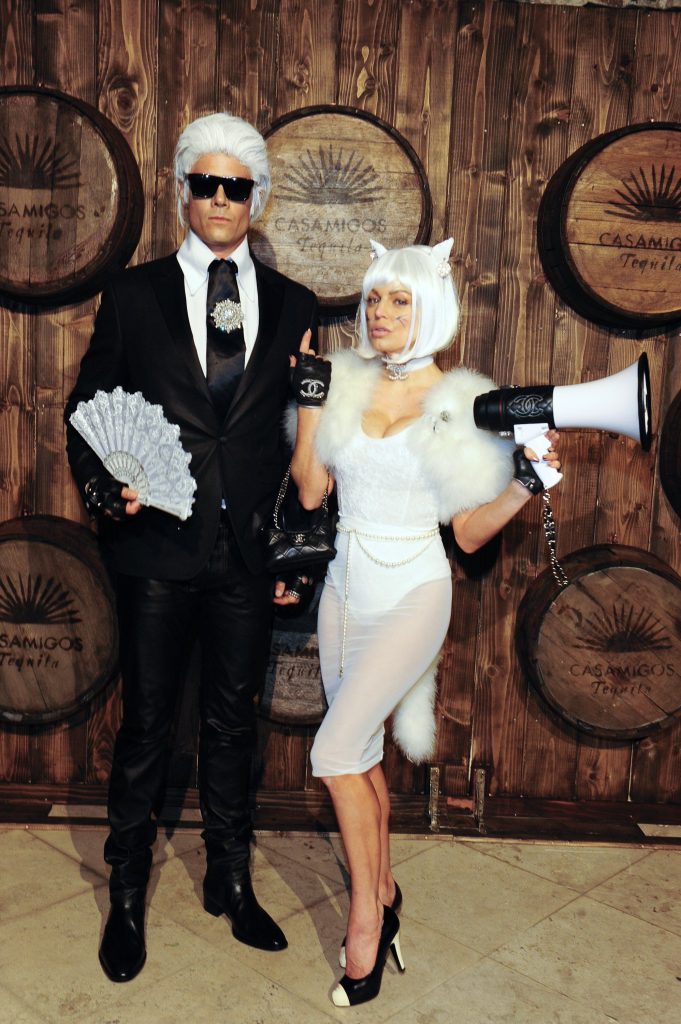 Josh Duhamel and Fergie as Chanel designer Karl Lagerfeld and his beloved kitty Choupette, 2015